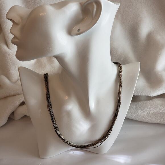 None and/or Unknown Jewelry - Liquid Silver 16 Strand Necklace, Southwestern Stamped Sterling 925